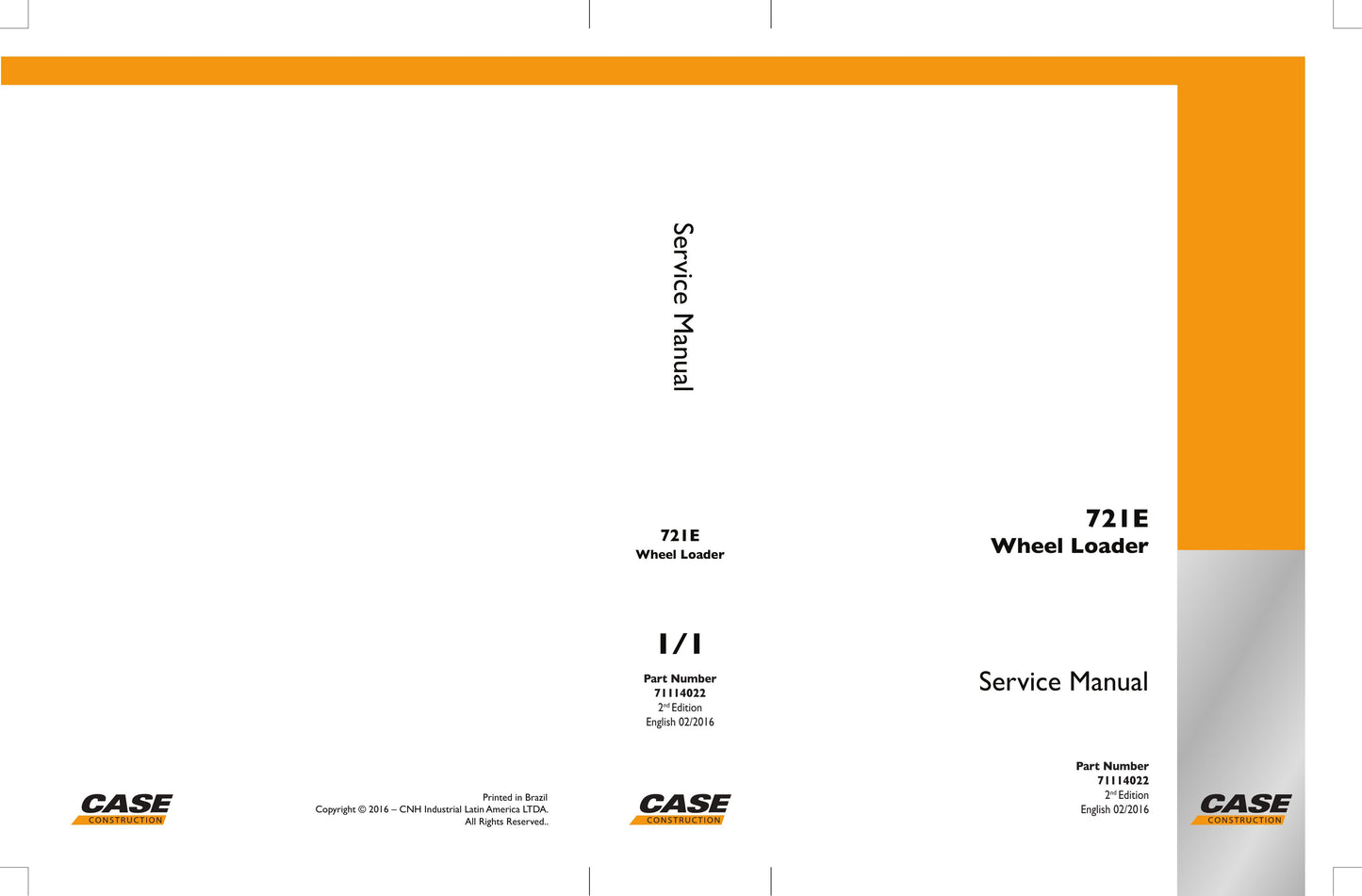 CASE 721E Wheel Loader Factory Workshop Service Manual 71114022