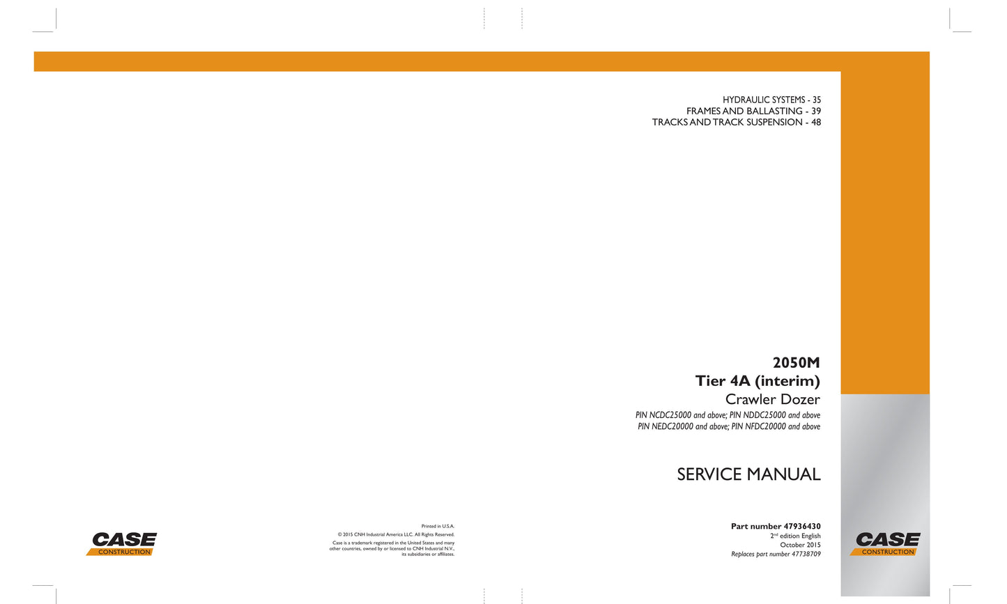 CASE 2050M Crawler Dozer Factory Workshop Service Manual 47936430