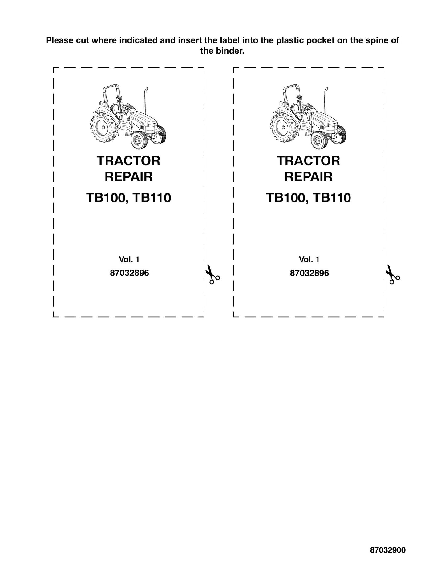 New Holland TB100 TB110 Tractor Factory Workshop Repair Manual 87032896