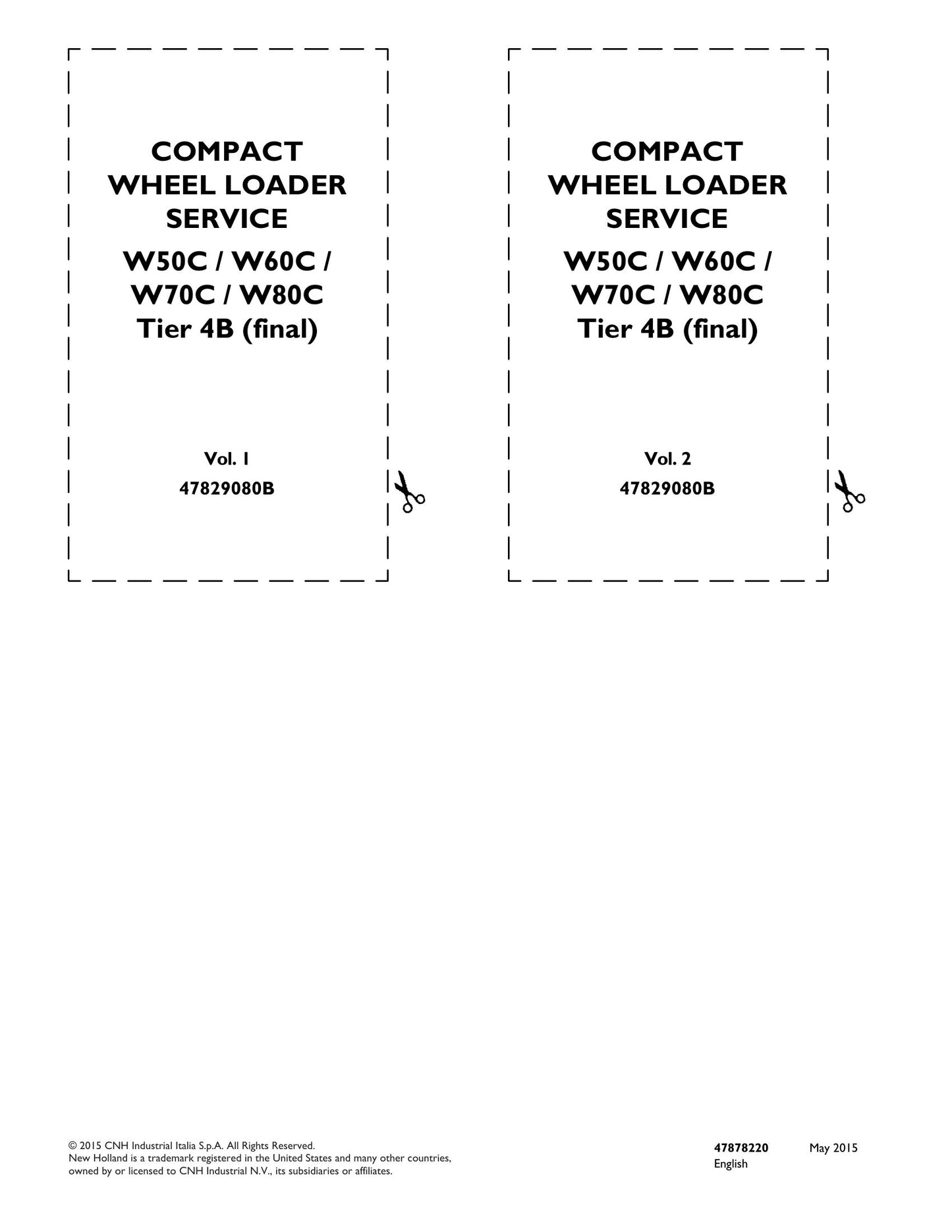 New Holland W50C W60C W70C W80C Wheel Loader Factory Workshop Service Manual 47829080B