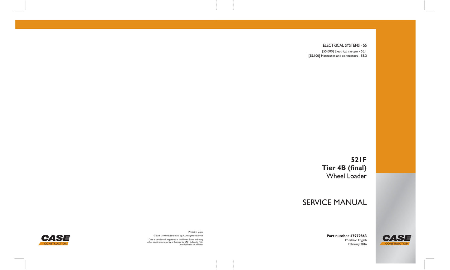 CASE 521F Wheel Loader Factory Workshop Service Manual 47979863