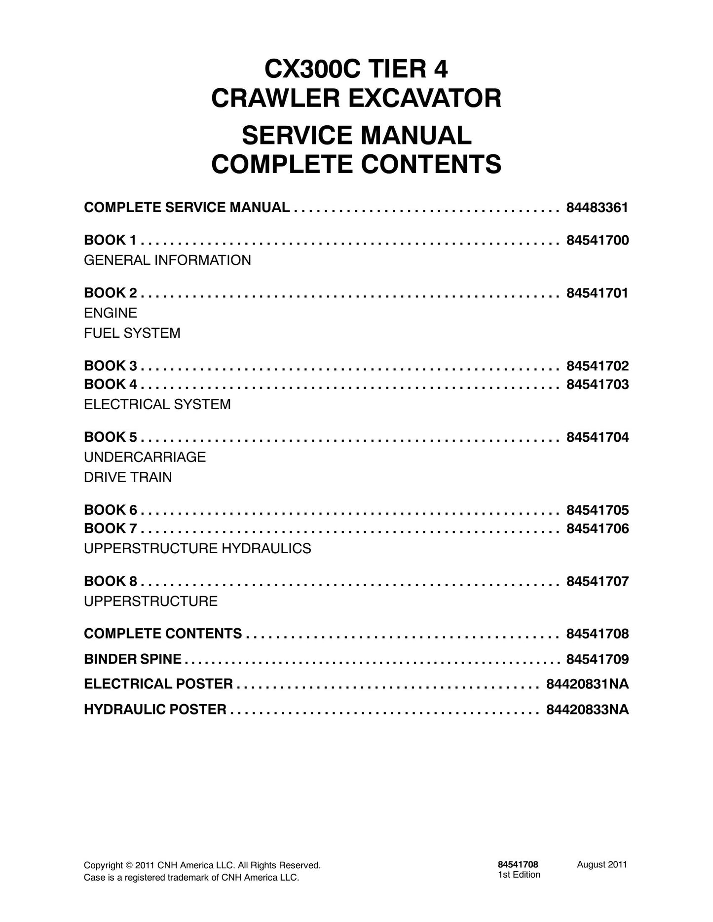 CASE CX300C Tier 4 Crawler Excavator Factory Workshop Service Manual 84483361