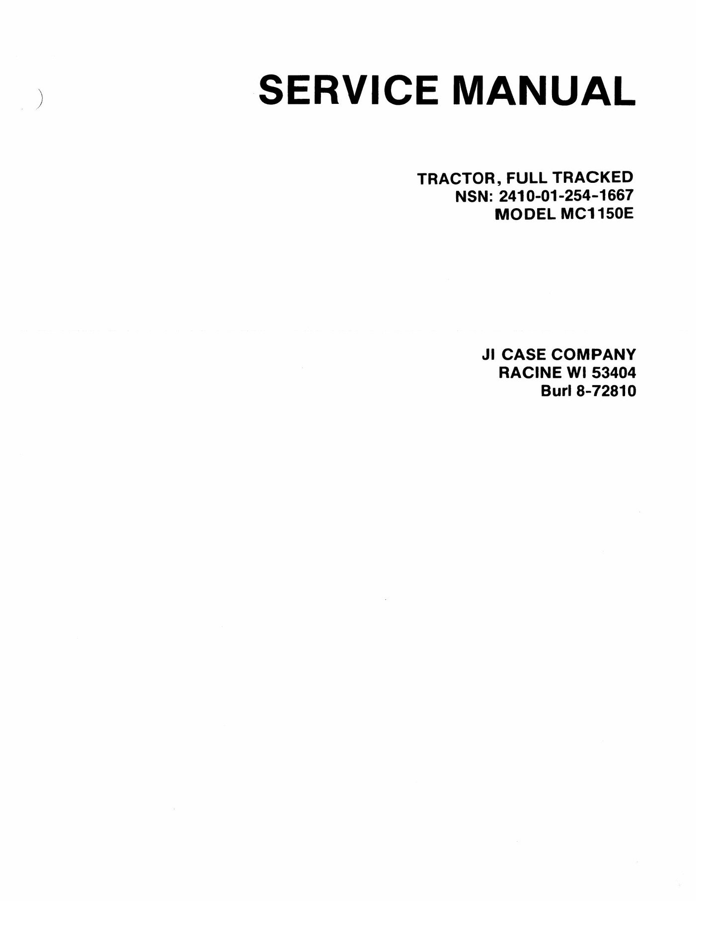 CASE MC1150E Bulldozer Factory Workshop Service Manual