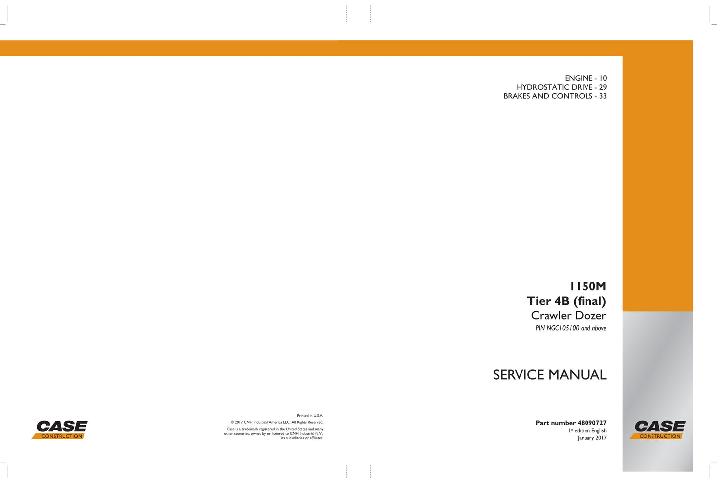 CASE 1150M Crawler Dozer Factory Workshop Service Manual 48090727