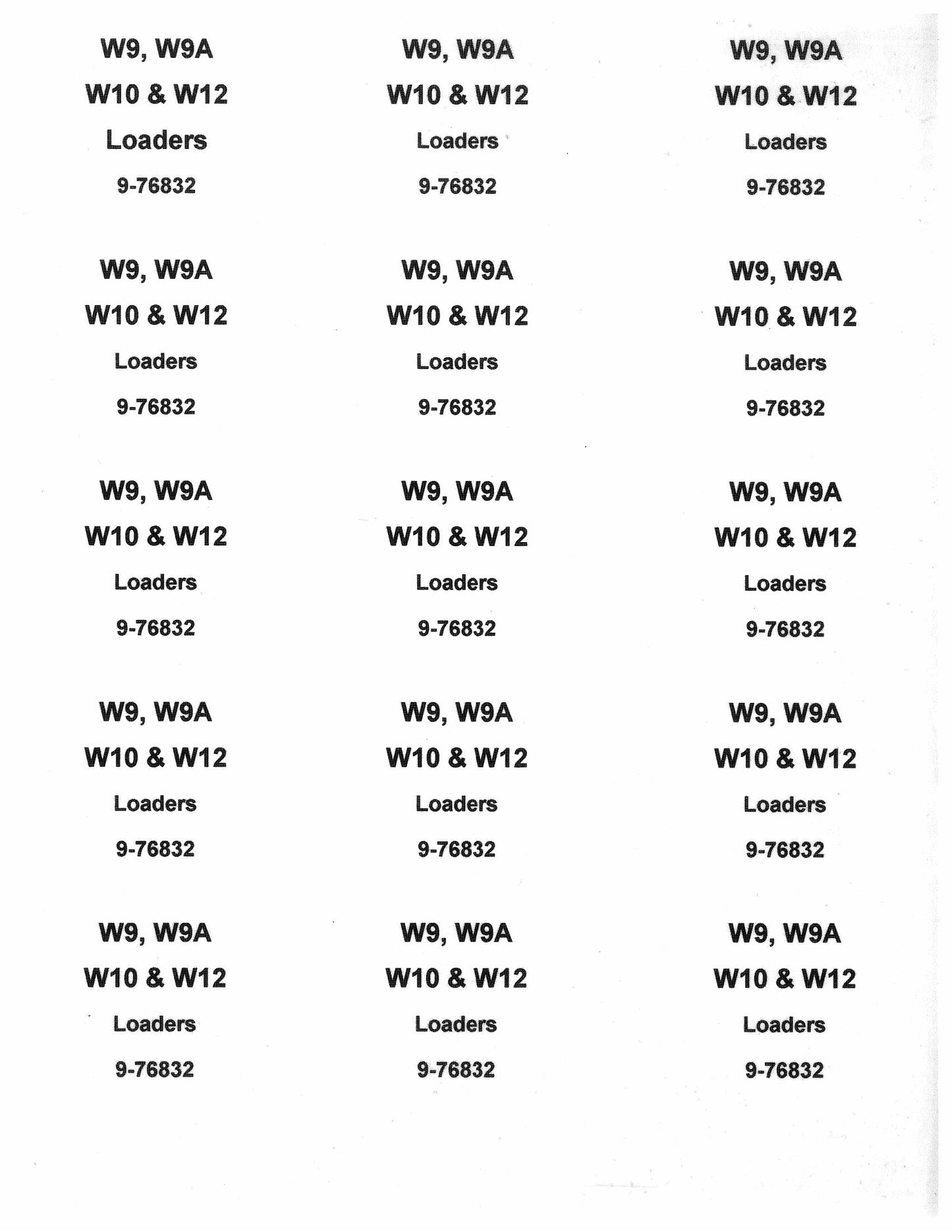 nie da się rozpoznać marki W9 W9A W10 W12 Wheel Loader Factory Workshop Parts Catalog 9-76832