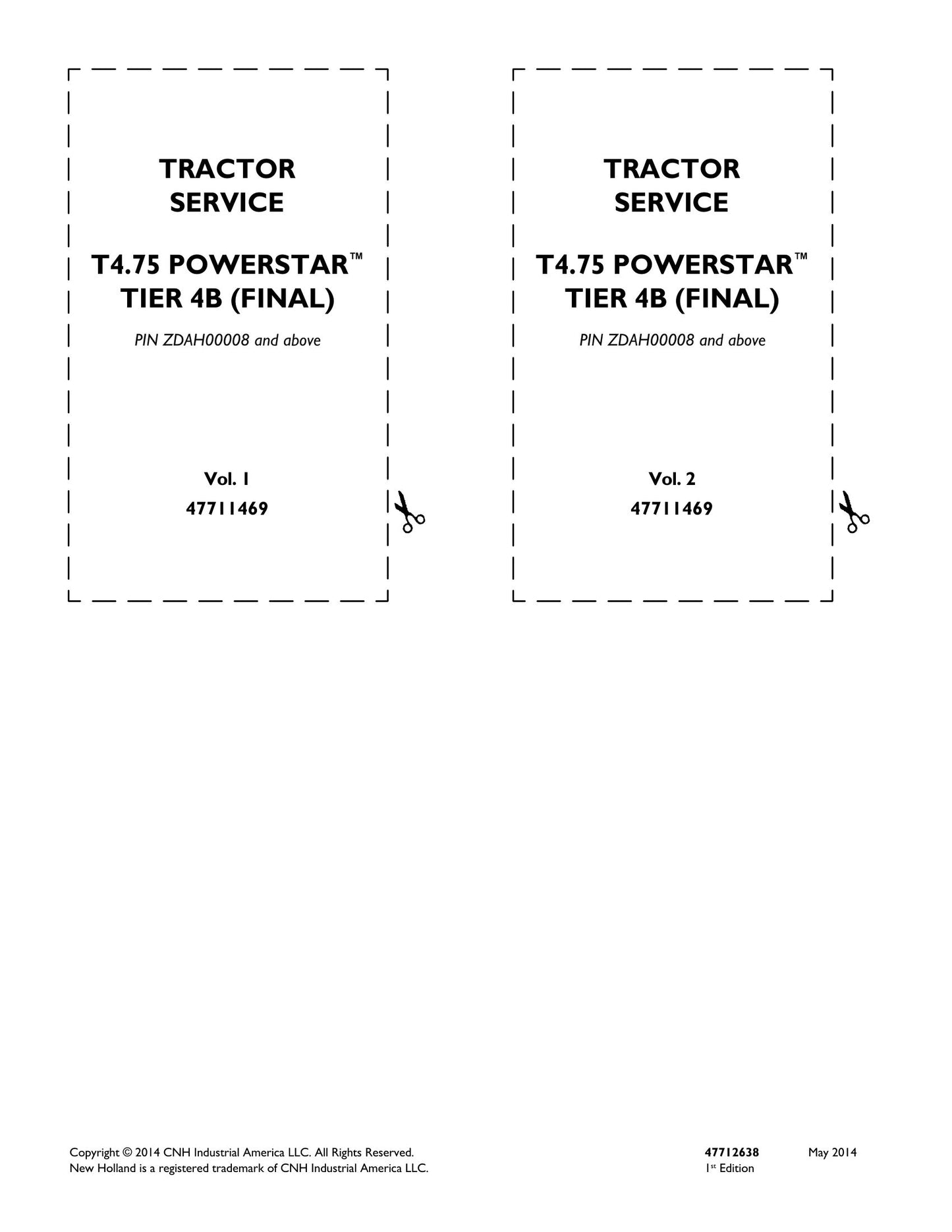 New Holland T4.75 POWERSTAR Tractor Factory Workshop Service Manual 47712638