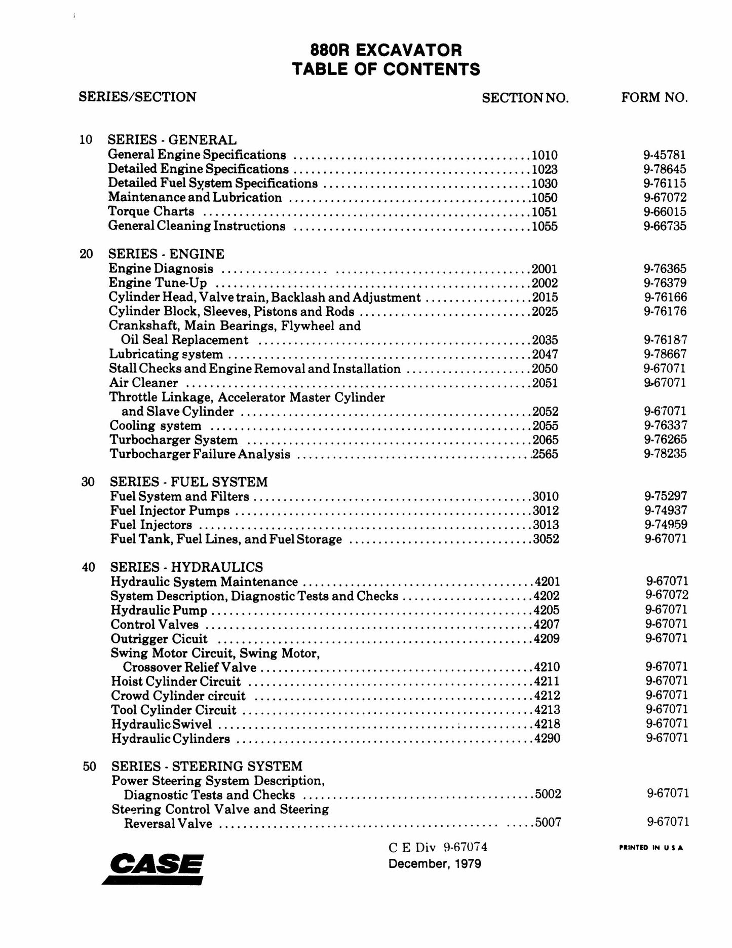 CASE 880R Crawler Excavator Factory Workshop Service Manual 9-45781
