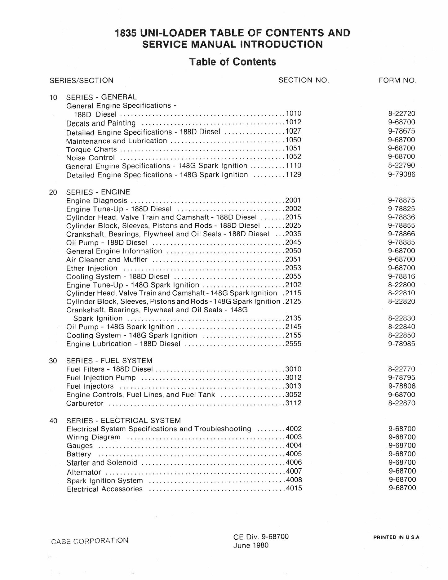 CASE 1835 UNI-LOADER Skid Steer Loader Factory Workshop Service Manual