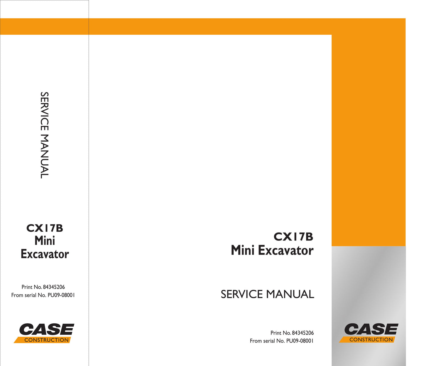 CASE CX17B Mini Excavator Factory Workshop Service Manual 84345206