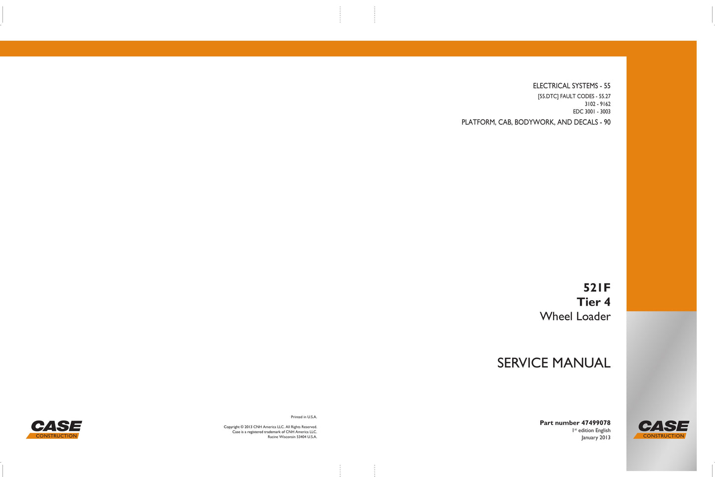 CASE 521F Wheel Loader Factory Workshop Service Manual 4749078