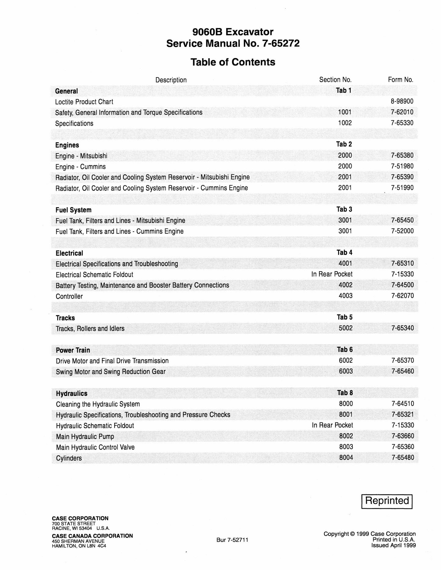 CASE 9060B Crawler Excavator Factory Workshop Service Manual 7-65272