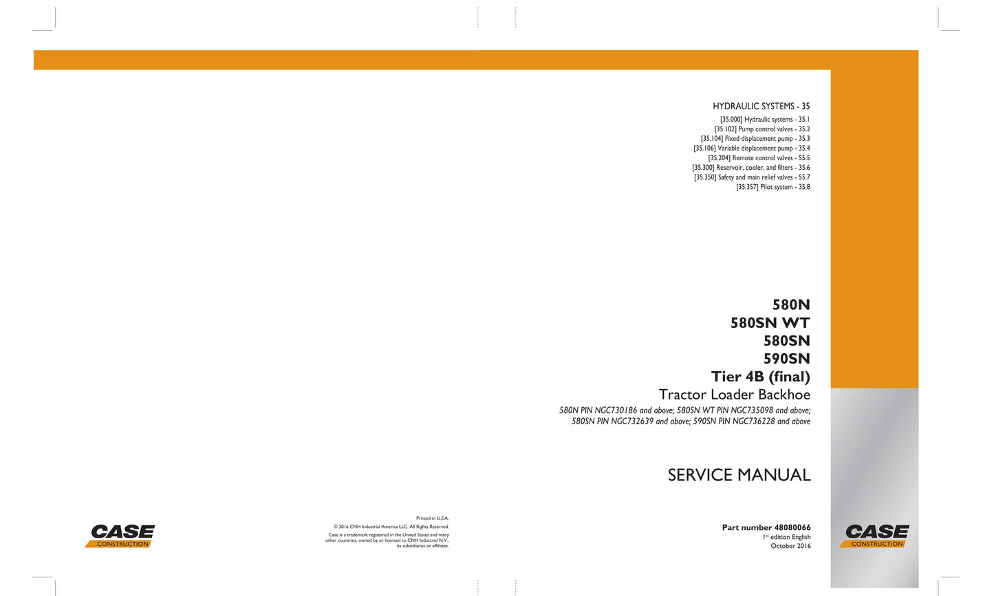 CASE 580N 580SN 580SN WT 590SN Backhoe Loader Factory Workshop Service Manual 4808046