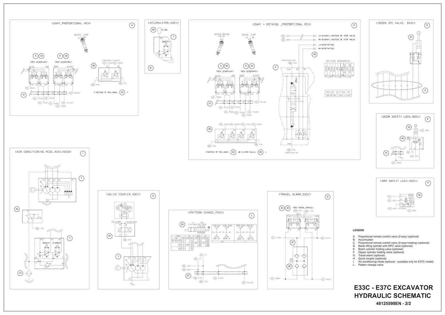 Doosan E33C E37C Crawler Excavator Hydraulic Schematic 48125598EN