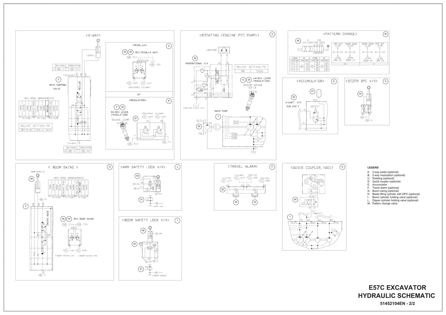 CASE E57C Crawler Excavator Hydraulic Schematic 51452104EN
