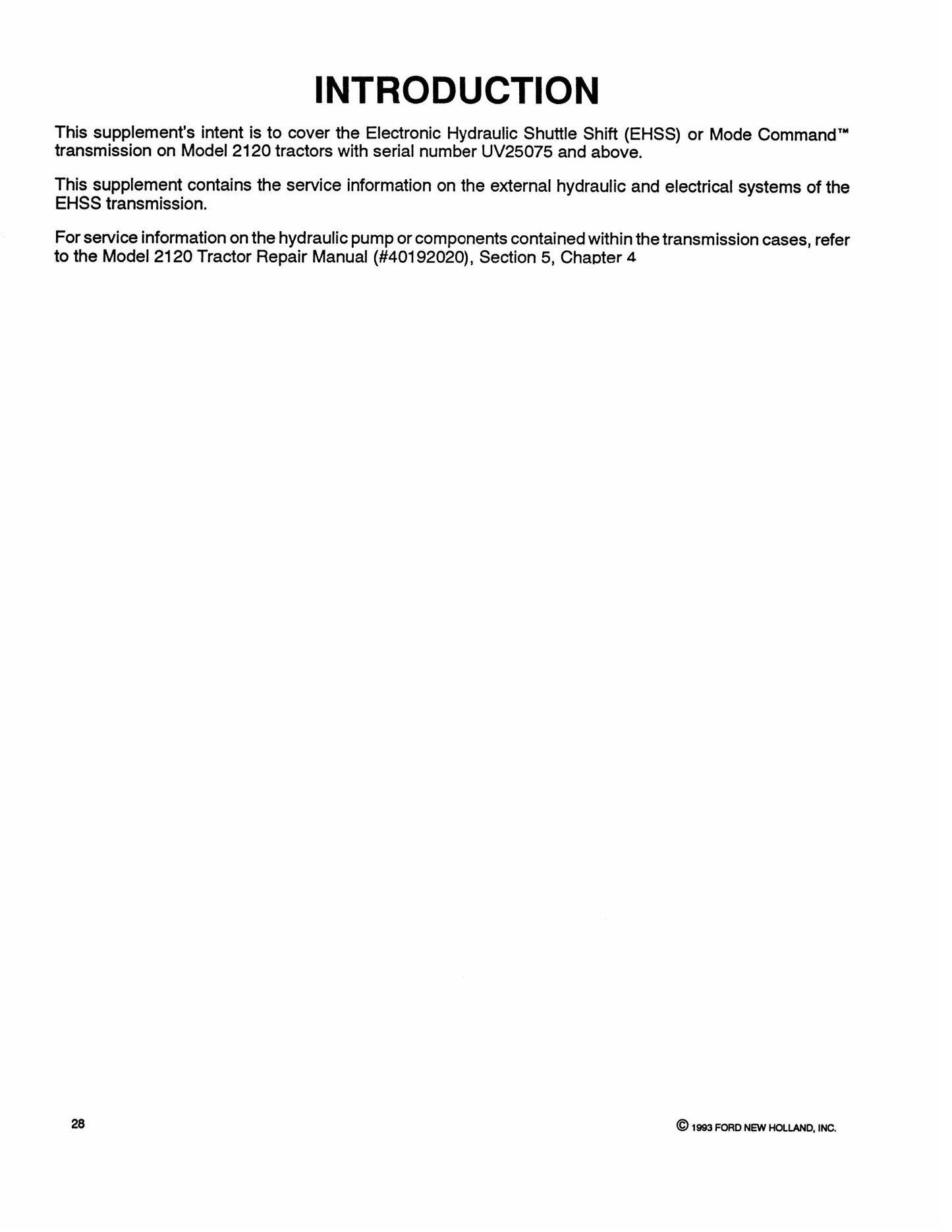 Ford New Holland 2120 Tractor Factory Workshop Service Manual 40192022