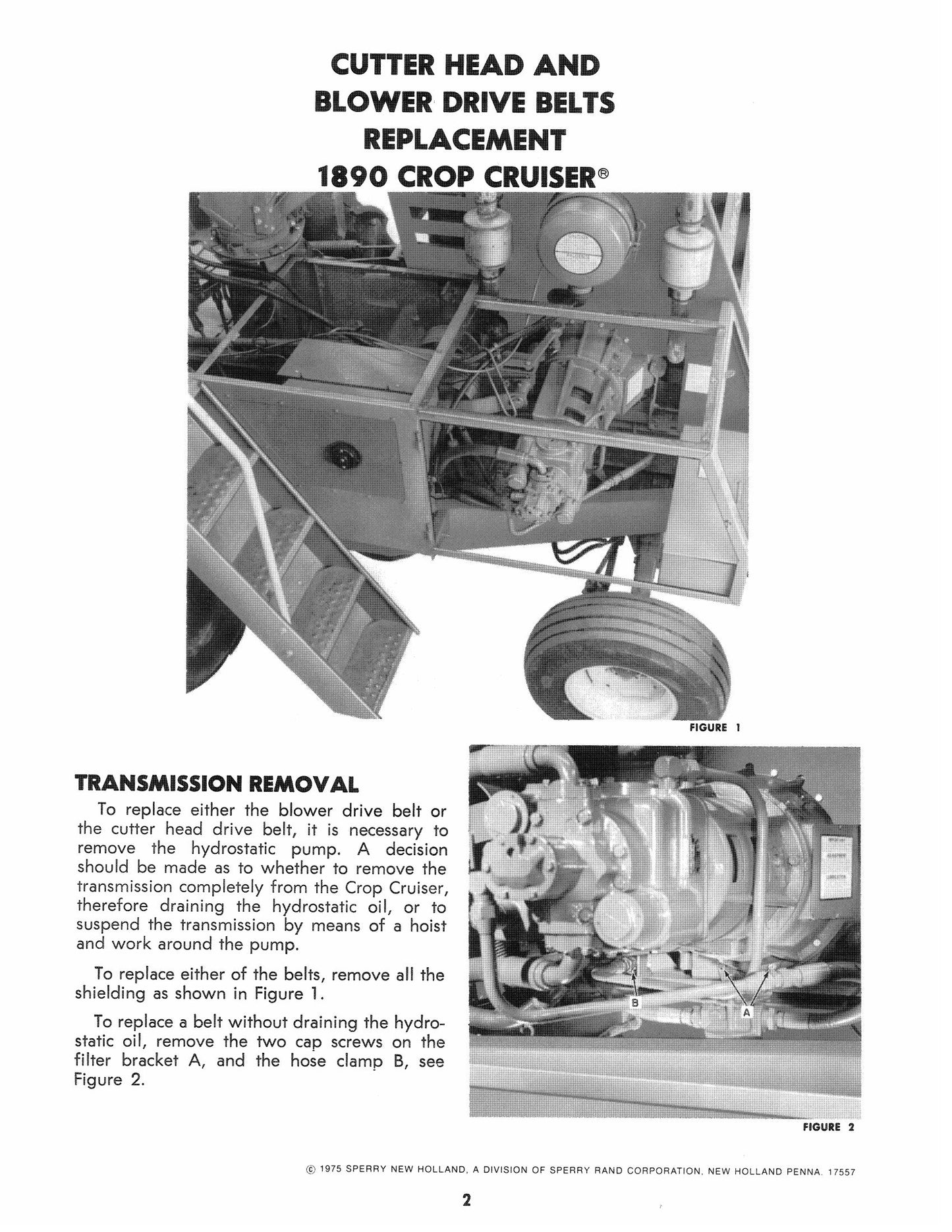 Sperry New Holland 1890 Forage Harvester Factory Workshop Service Manual