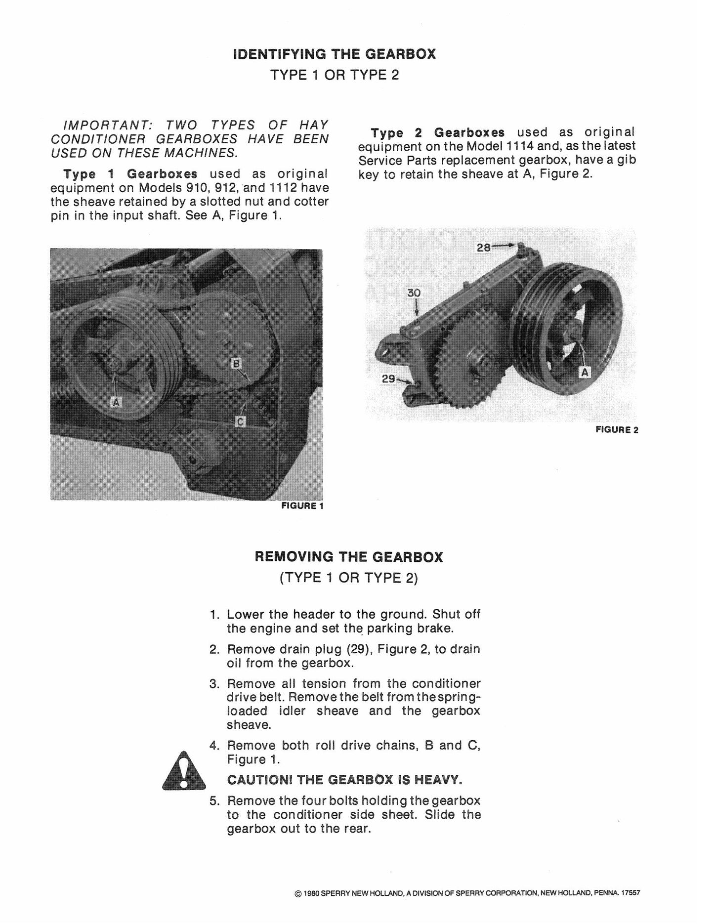 New Holland 910 912 1112 1114 Conditioner Gearbox Overhaul Instructions 40841200