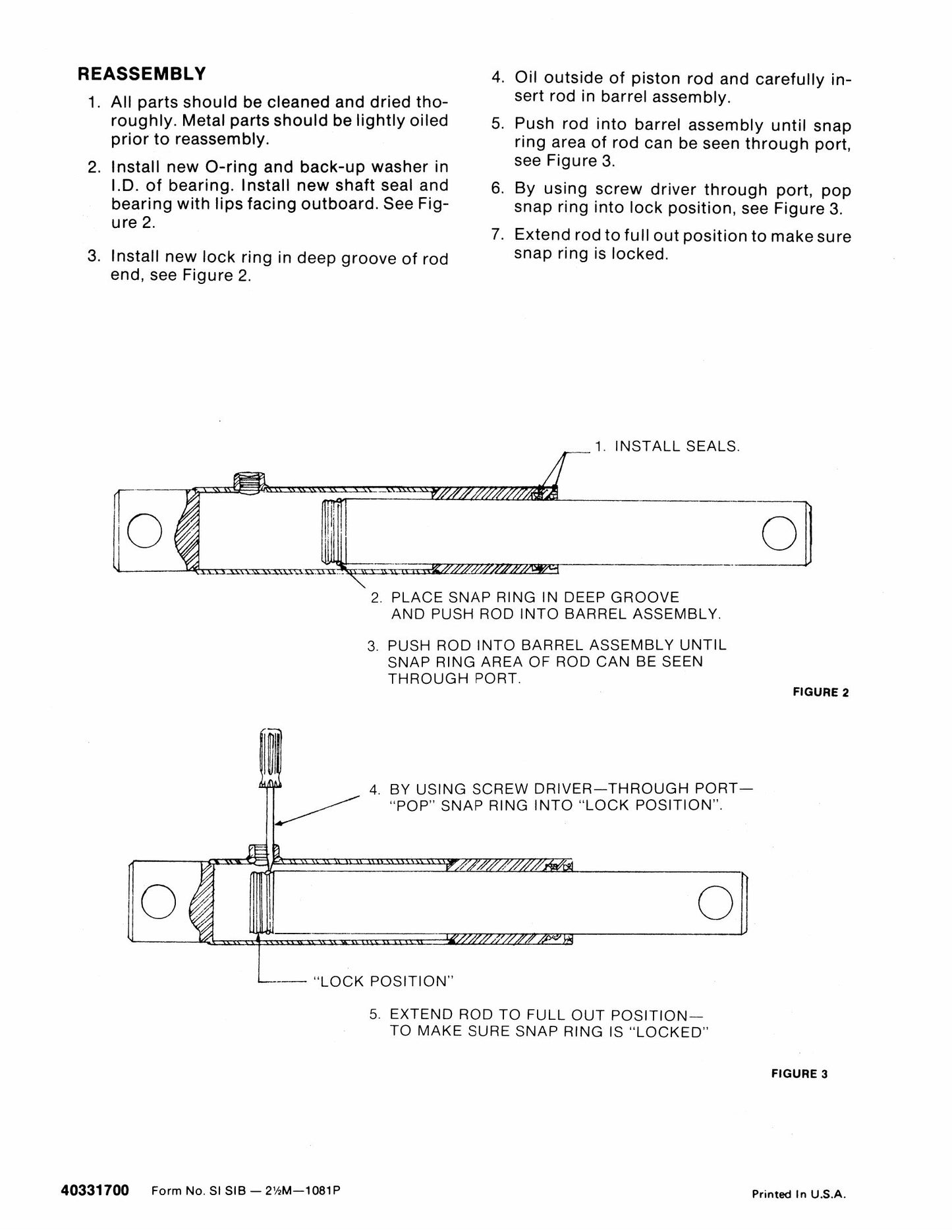 New Holland Cylinder Service Information