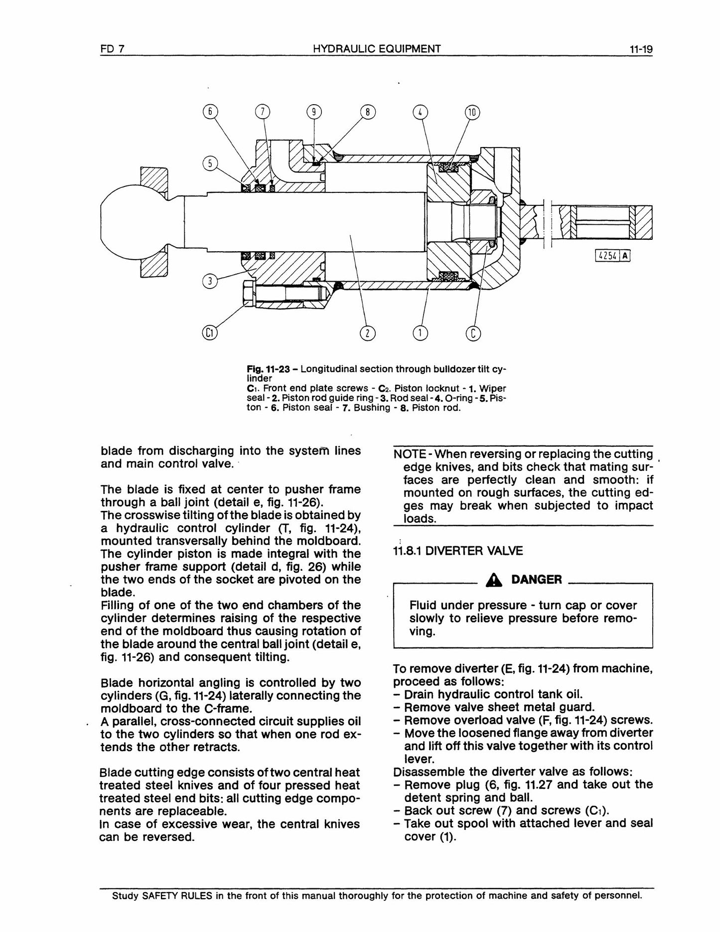 FIATALLIS FD7 Crawler Tractor Factory Workshop Service Manual Hydraulics