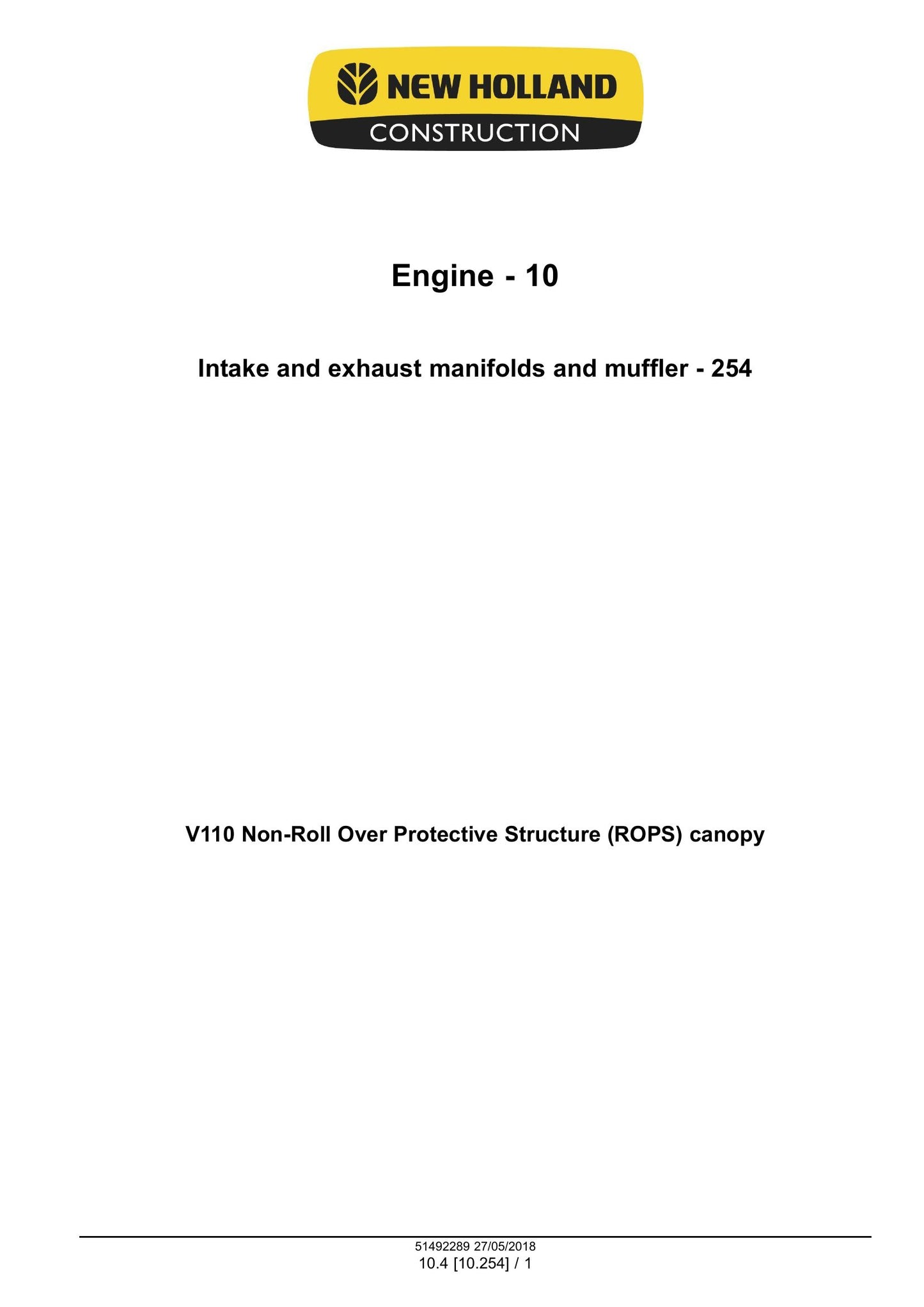New Holland V110 Soil Compactor Factory Workshop Service Manual 51492289