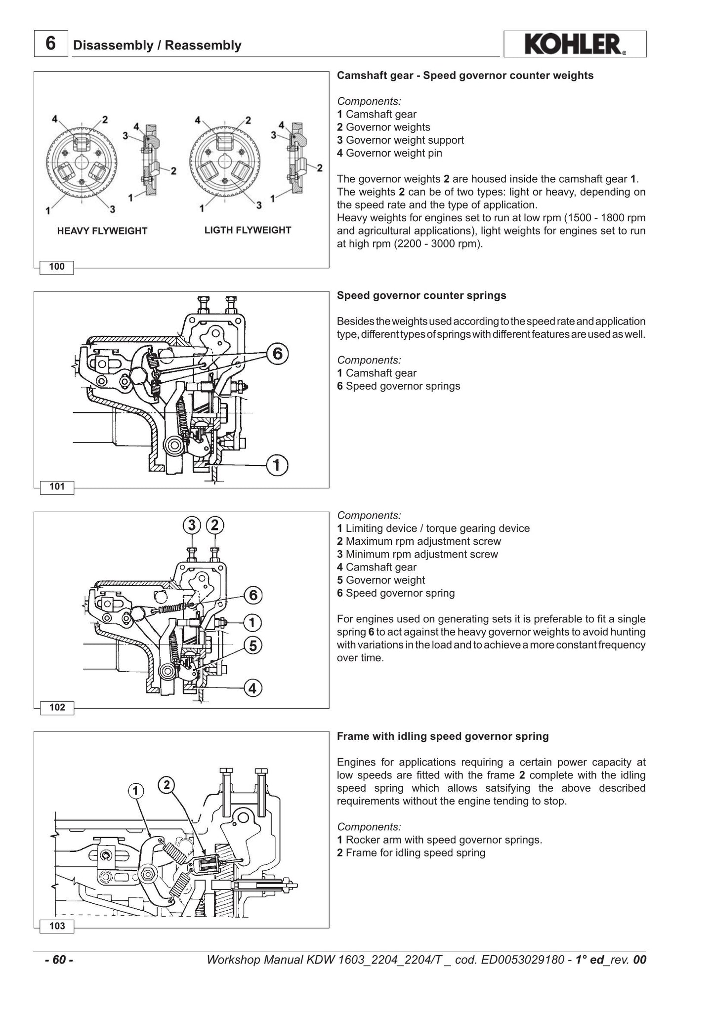KOHLER KDW1603 KDW2204 KDW2204/T Engine Workshop Manual 1603-2204-2204/T