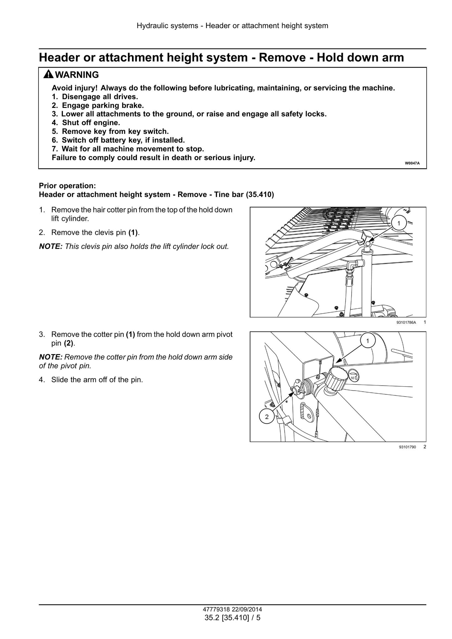 New Holland 790CP Pick-up Header Factory Workshop Service Manual 47779318