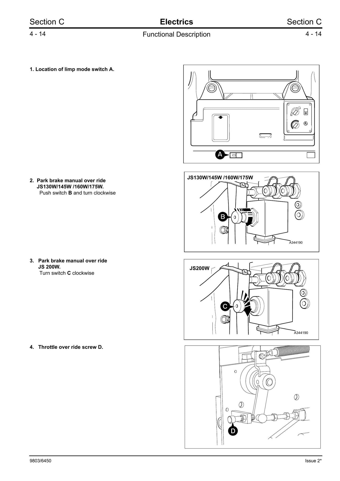 JCB JS130 JS160 JS130W JS145W JS160W JS175W JS200 JS220 JS240 JS260 JS200W JS330 JS450 JS460 Crawler Excavator Wheeled Excavator Factory Workshop Service Manual Supplement 9803/6450