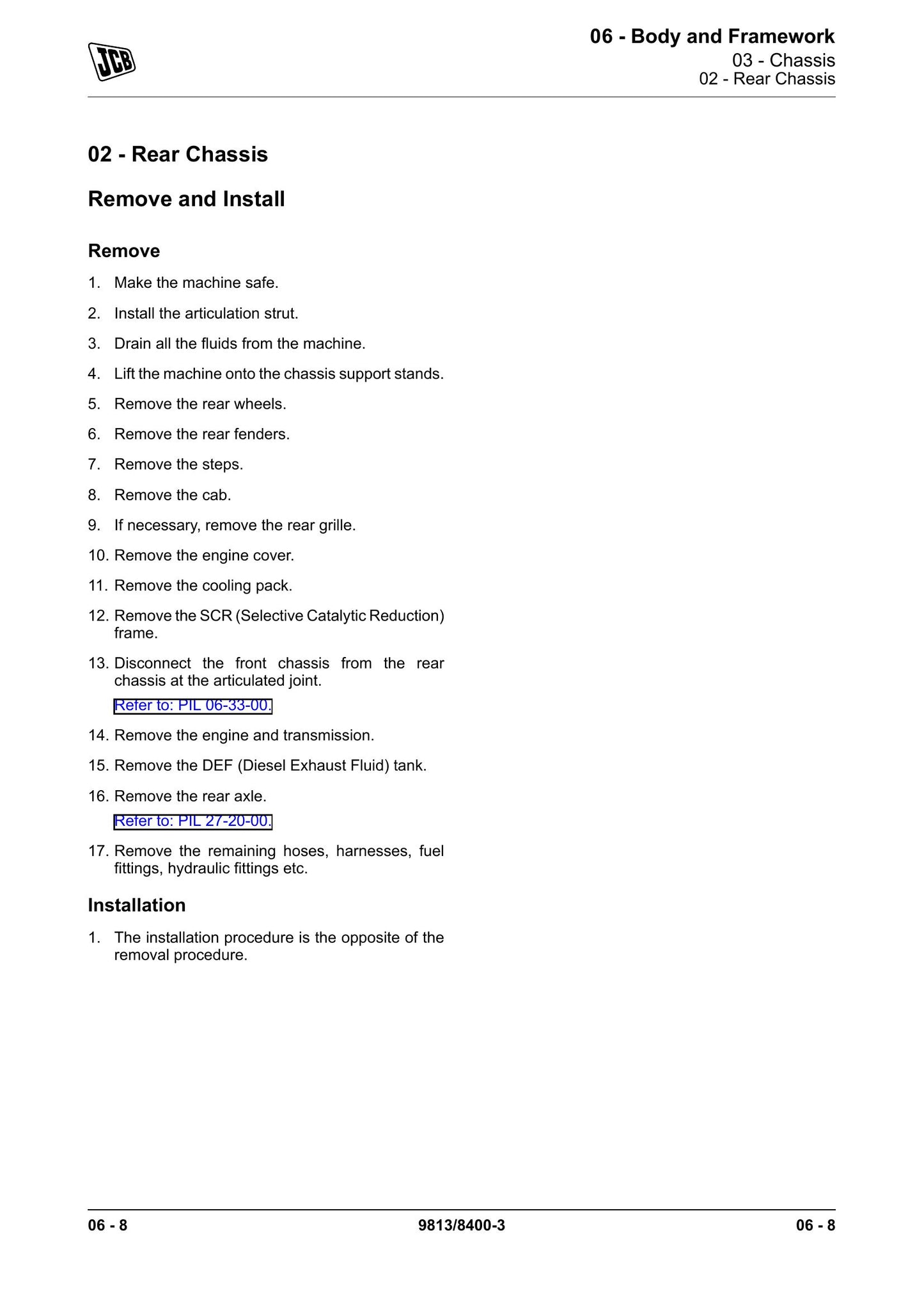 JCB 422ZX Wheel Loader Factory Workshop Service Manual 9813/8400