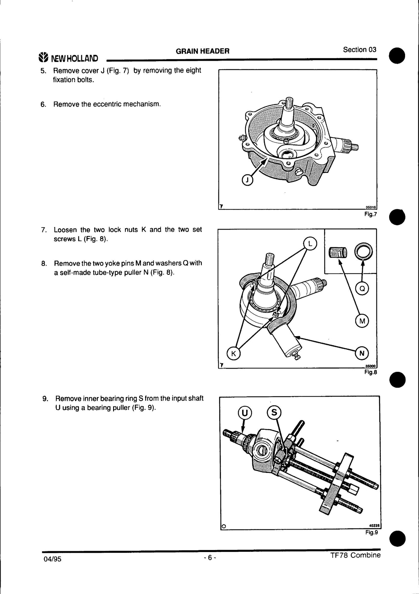 NEW HOLLAND TF76 TF78 Combine Factory Workshop Repair Manual 604.64.016.00