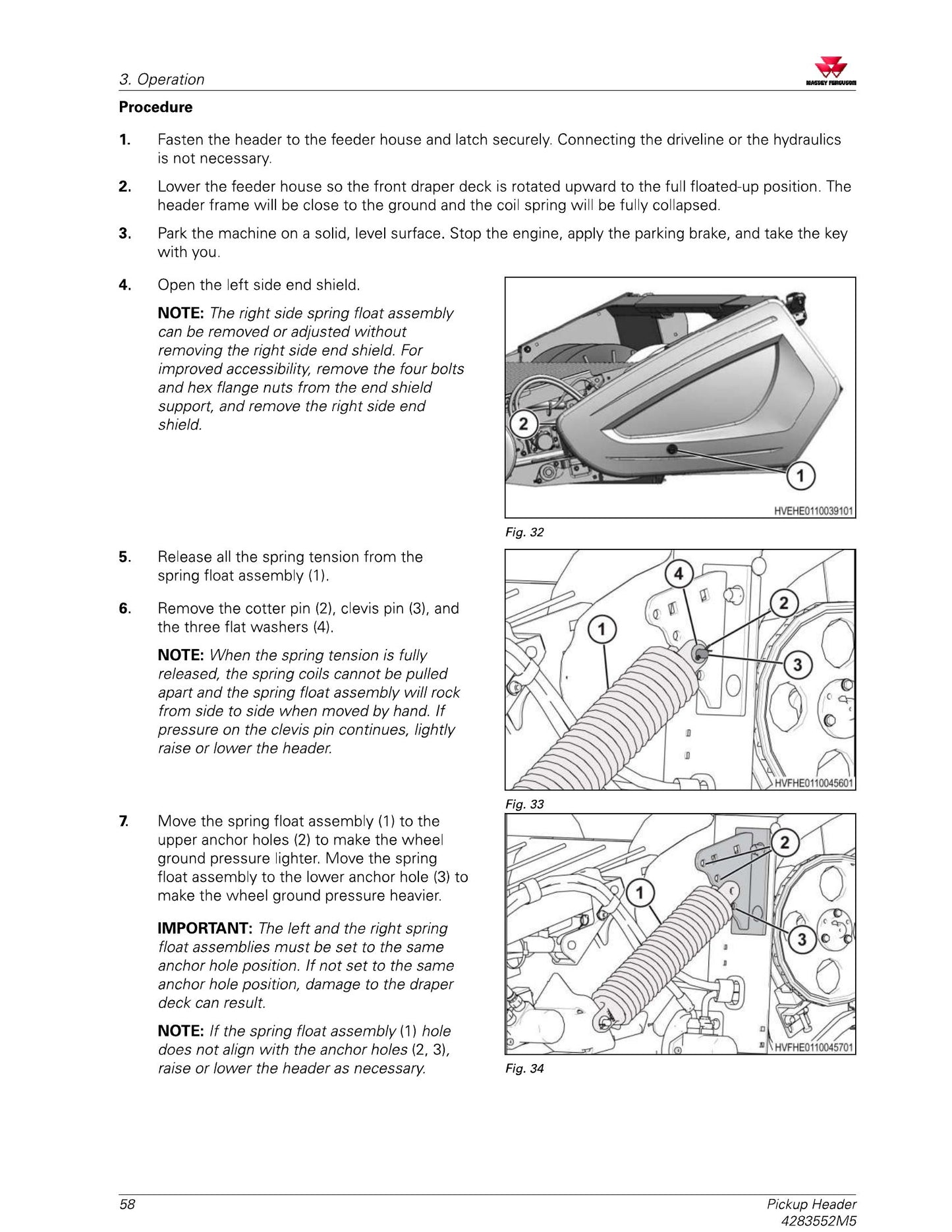 MASSEY FERGUSON MF 4300 Pickup Header Factory Workshop Operator Manual
