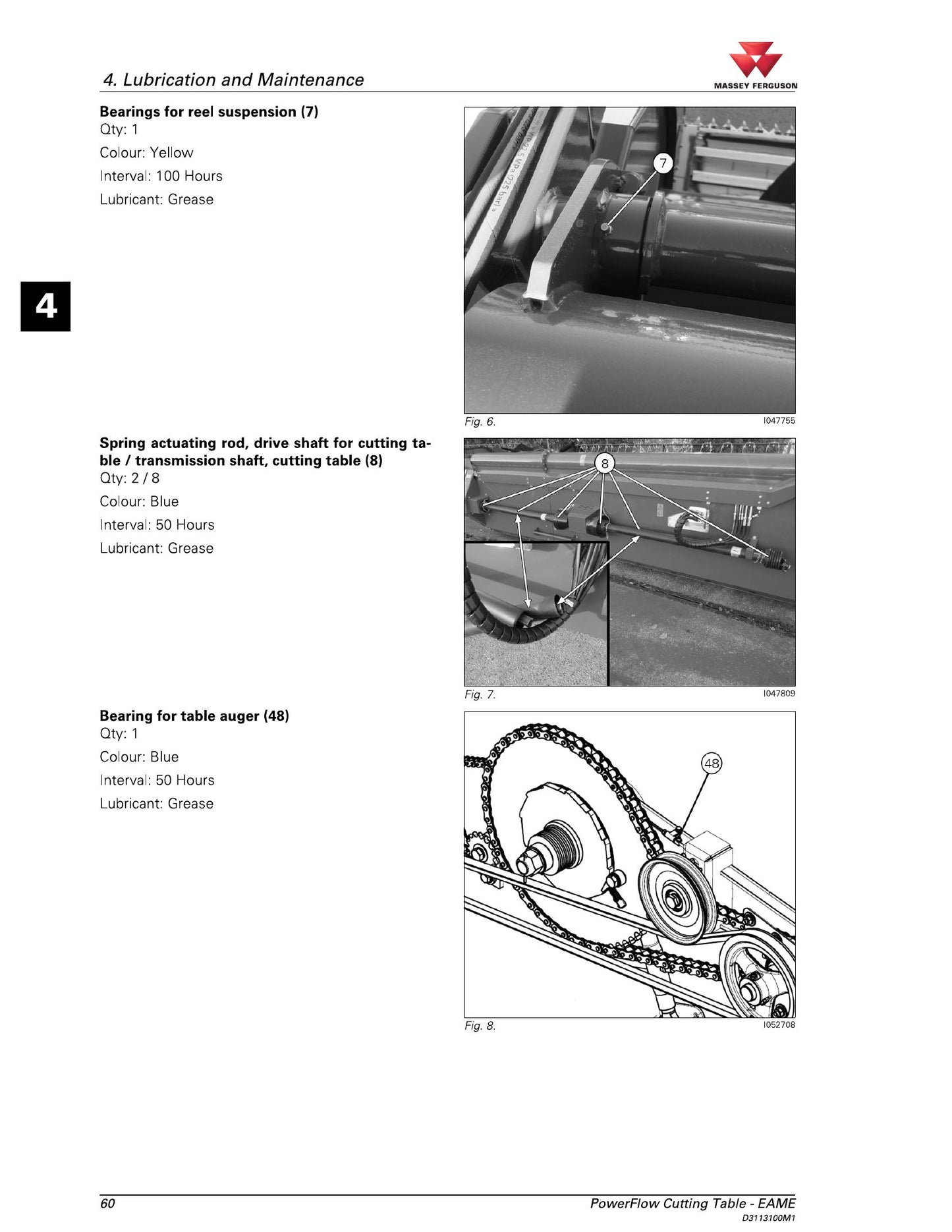 MASSEY FERGUSON 35 ft PowerFlow Table Cutting Table Factory Workshop Operator Manual D3113100M1