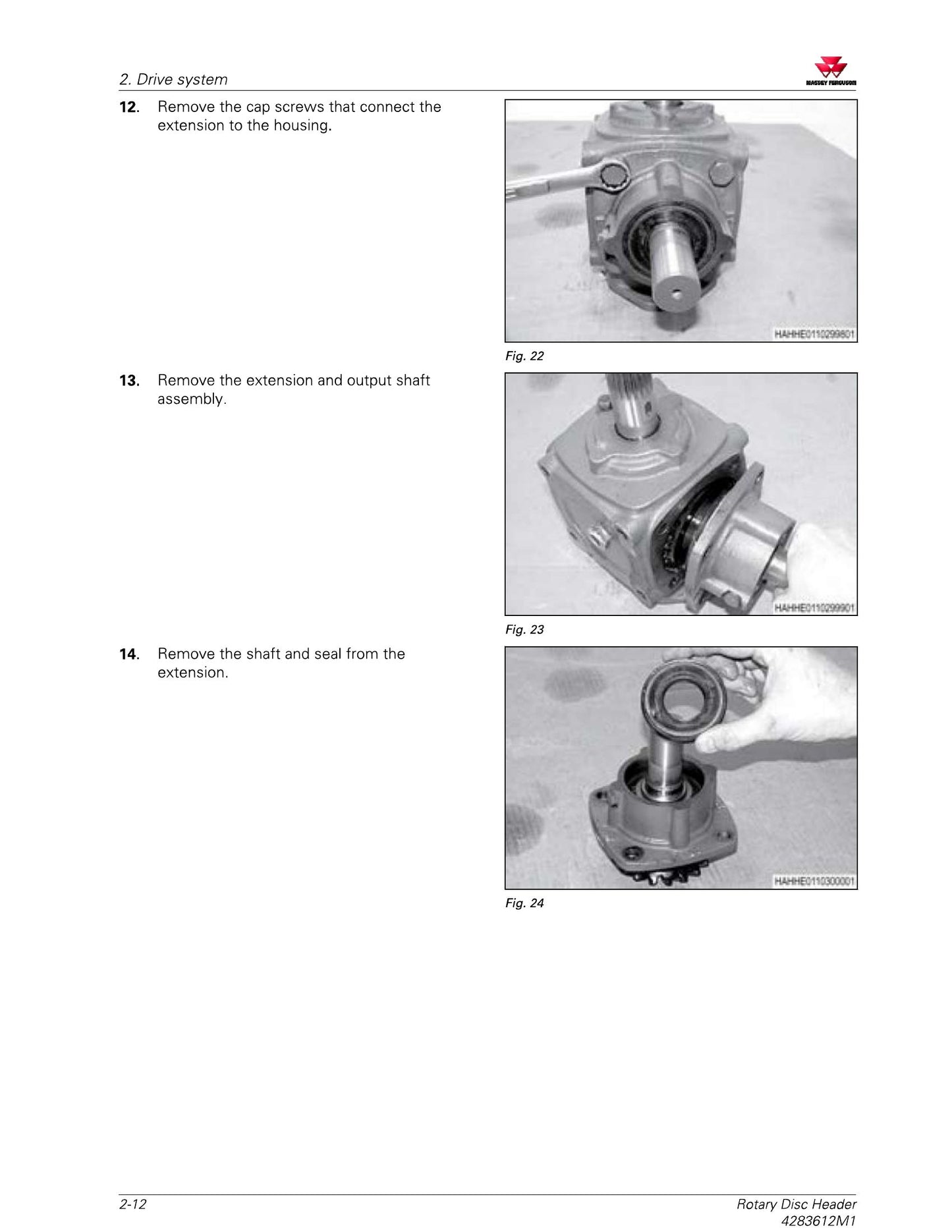 MASSEY FERGUSON MF9283 MF9286 Rotary Disc Header Factory Workshop Service Manual