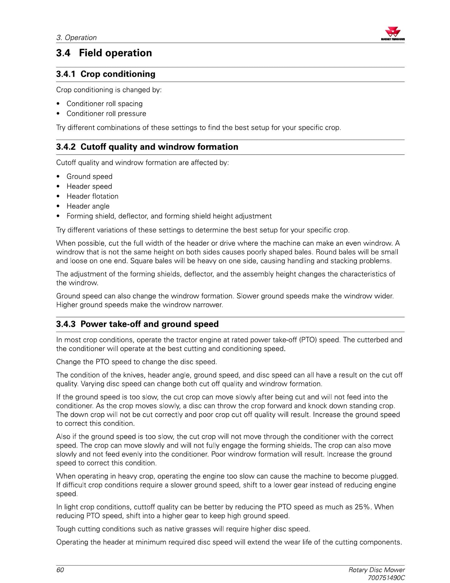 MASSEY FERGUSON 1373 1376 Rotary Disc Mower Factory Workshop Operator Manual