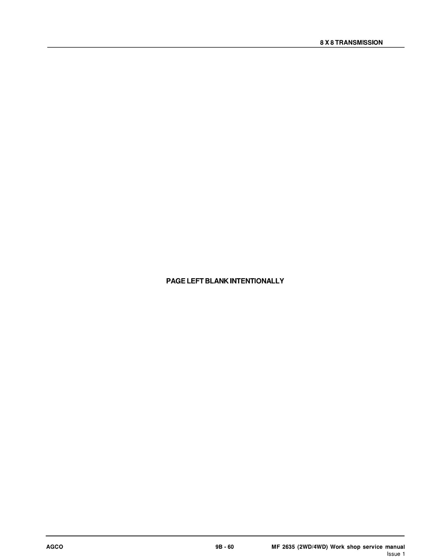 AGCO MF 2635 (2WD/4WD) Tractor Factory Workshop Service Manual Issue 2