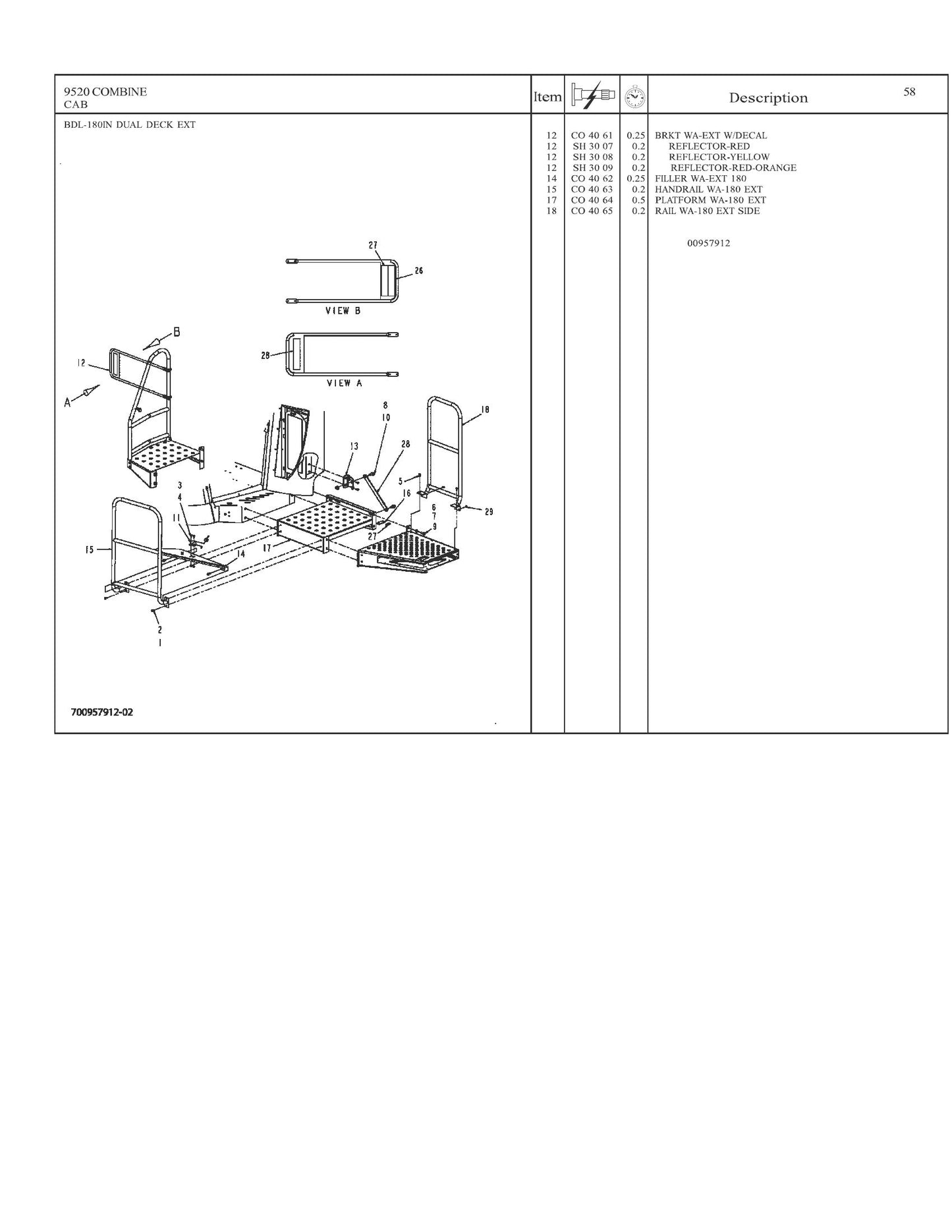 AgCO 9520 9530 Combine Repair Time Schedule 4283476M2