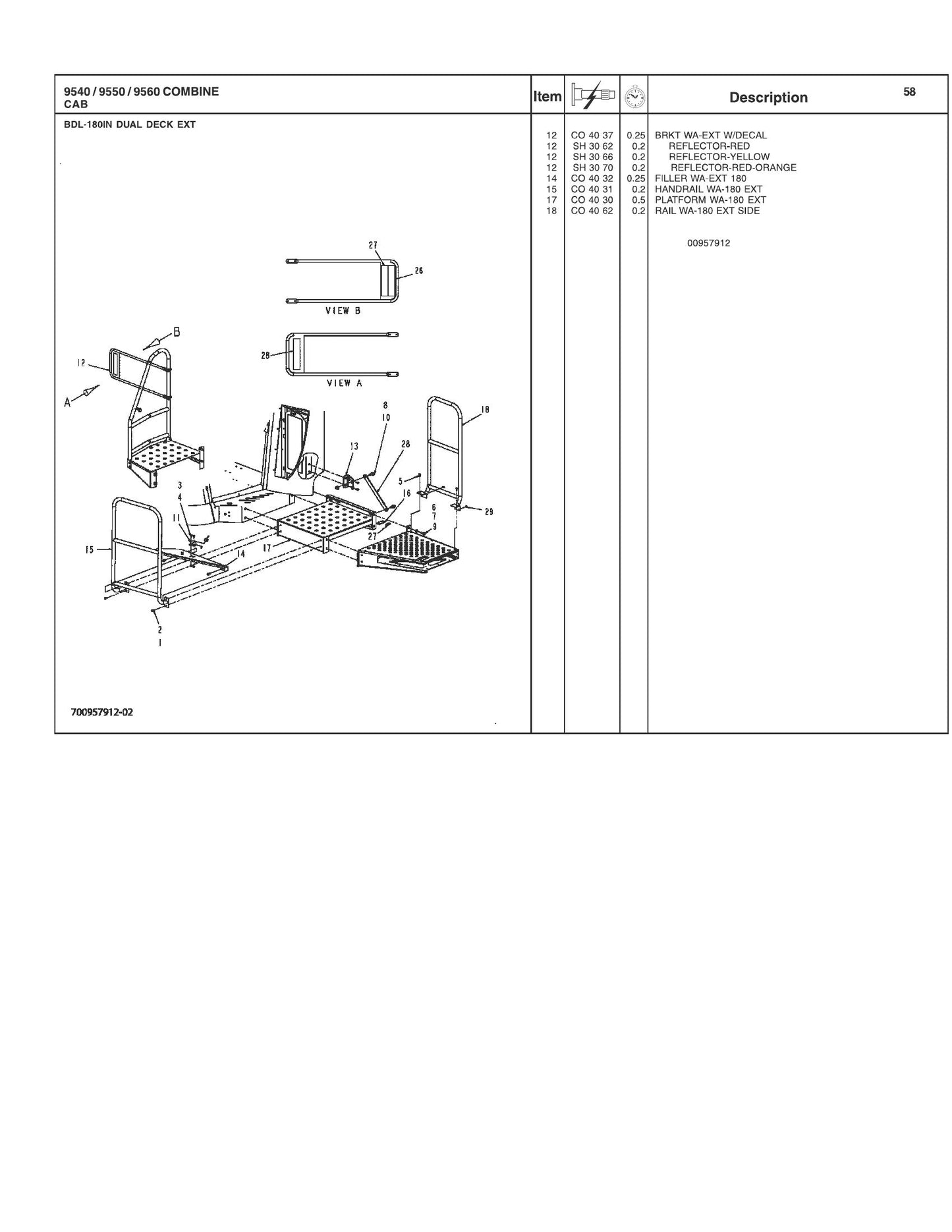 CASE IH 9540 9550 9560 Combine Repair Time Schedule 4283482M4