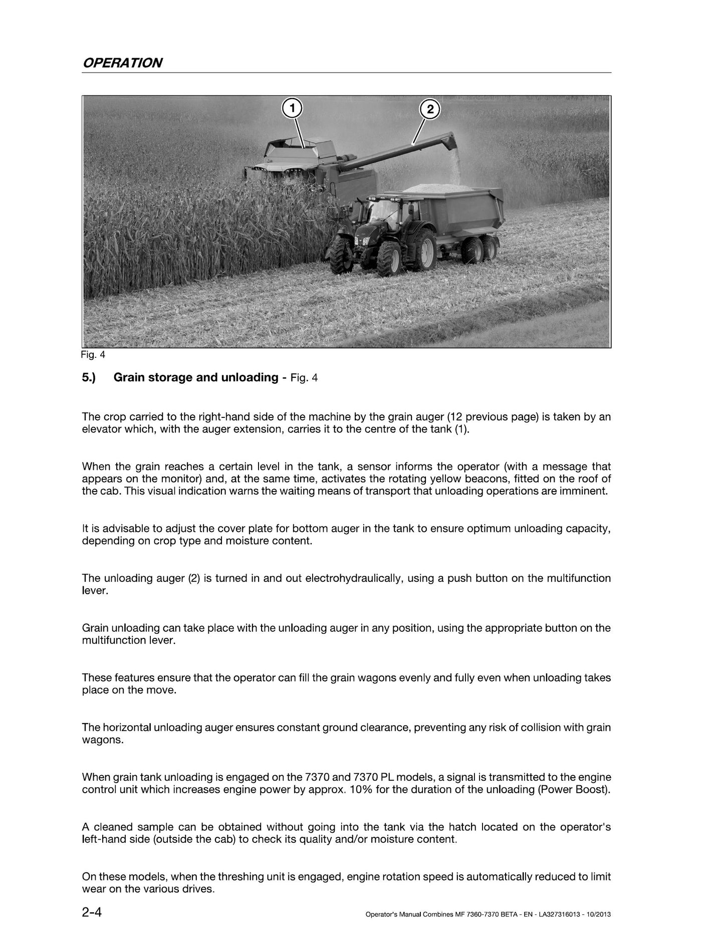 MASSEY FERGUSON 7360 7360PL 7360PLI 7370 7370PL Combine Harvester Factory Workshop Operator Manual