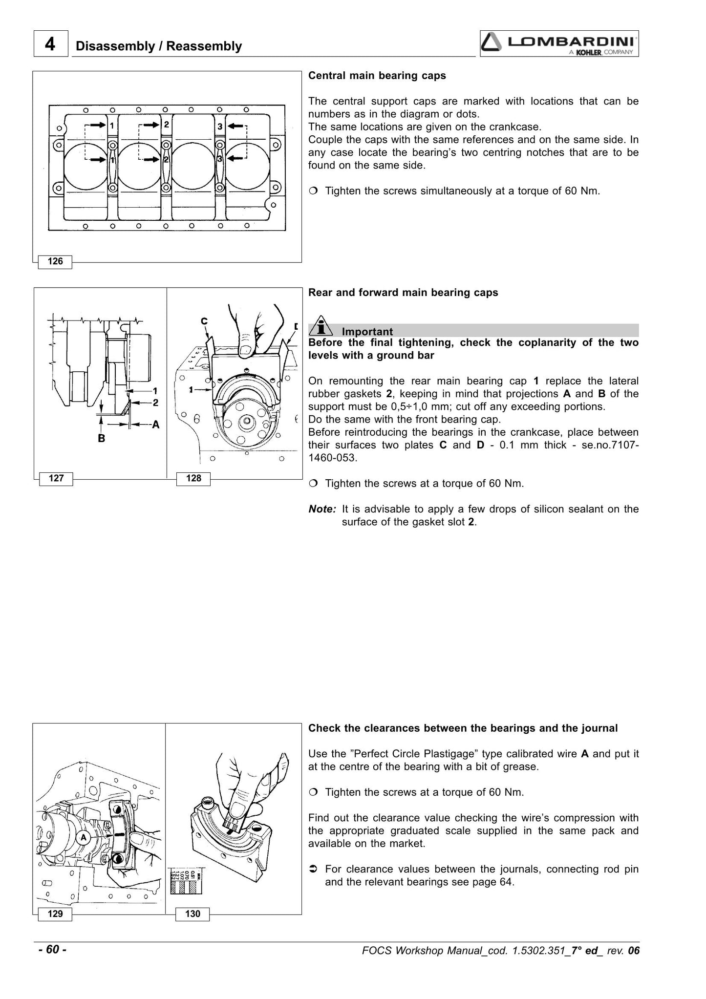 LOMBARDINI FOCS Engine Series Engine Workshop Manual 1-5302-351