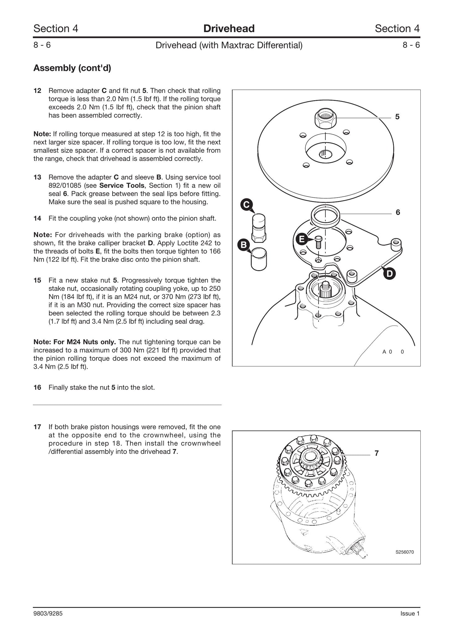 JCB PD70 Axle Factory Workshop Service Manual 9803/9285