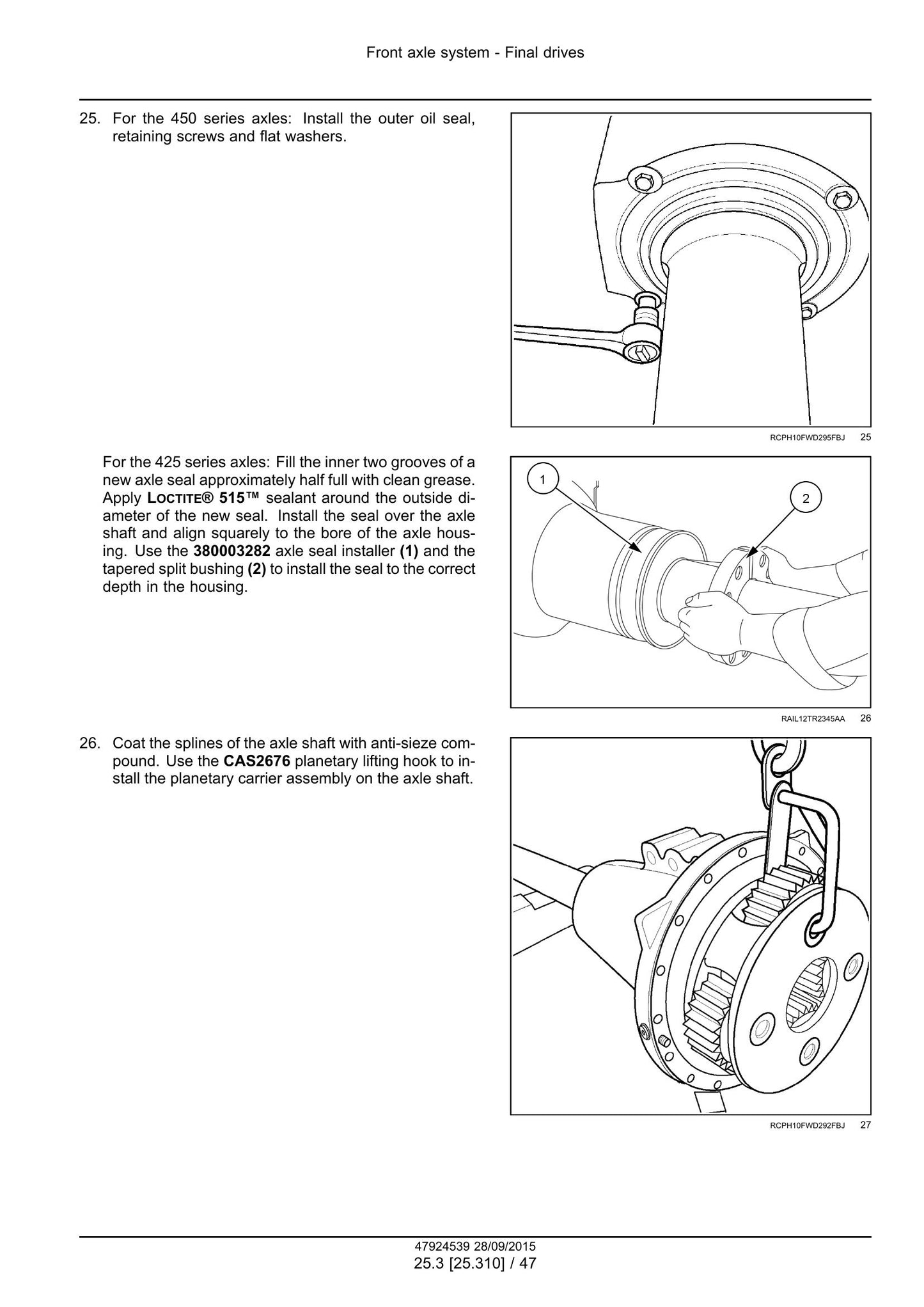 CASE IH 370 420 470 500 540 580 620 Tractor Factory Workshop Service Manual 47355117