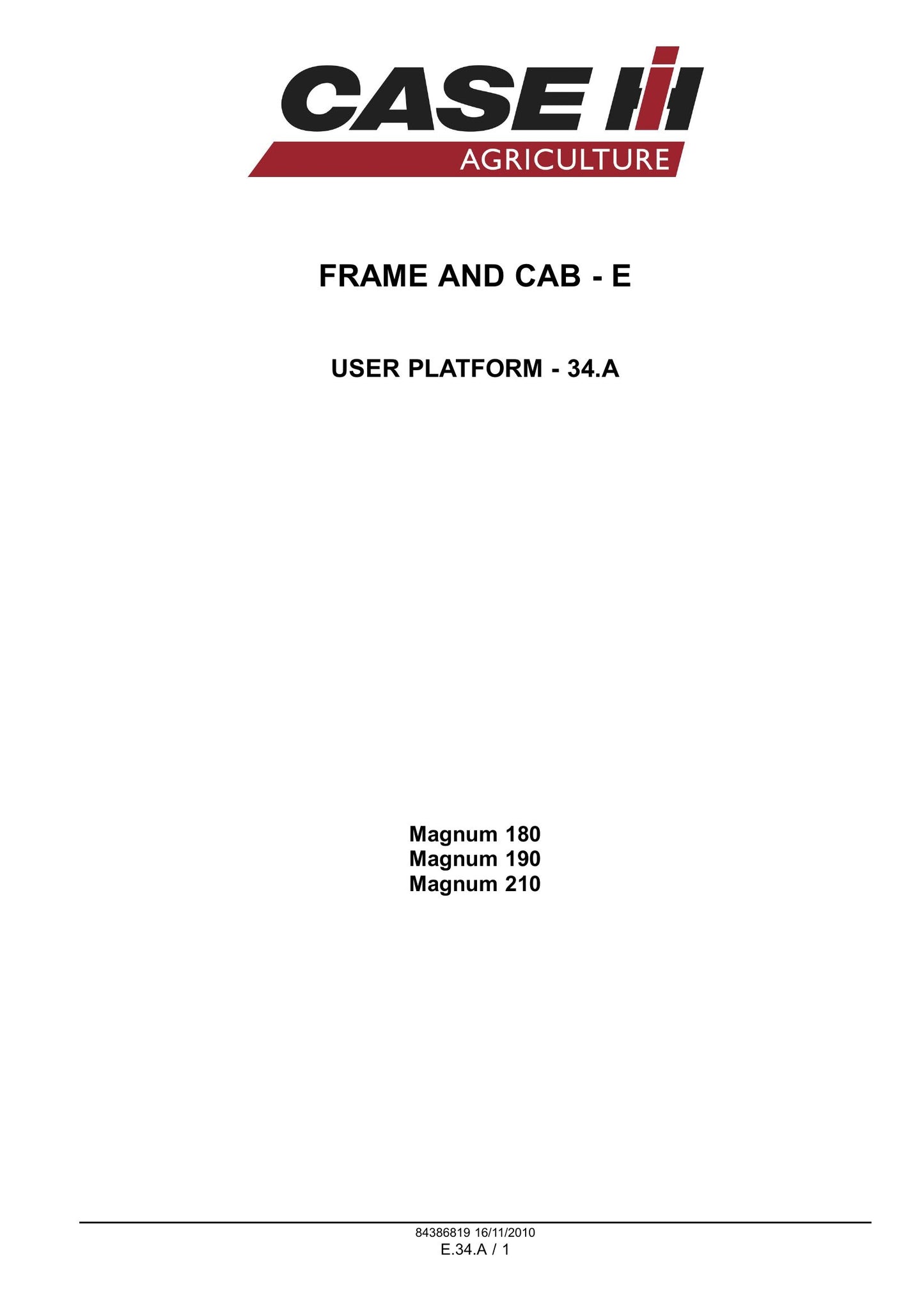 CASE MAGNUM 180 MAGNUM 190 MAGNUM 210 Tractor Factory Workshop Service Manual 84399414