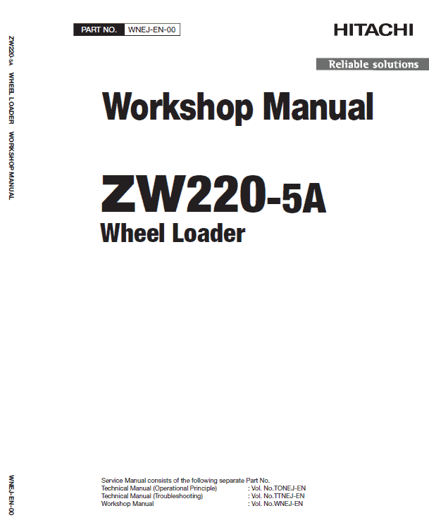 Hitachi ZW220-5A, ZW220-5B Wheel Loader Service Repair Manual Workshop Guide