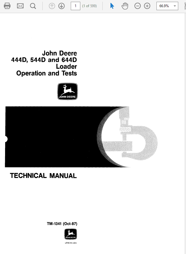 John Deere 444D, 544D and 644D Loader Technical Manual (TM1341) Workshop Guide