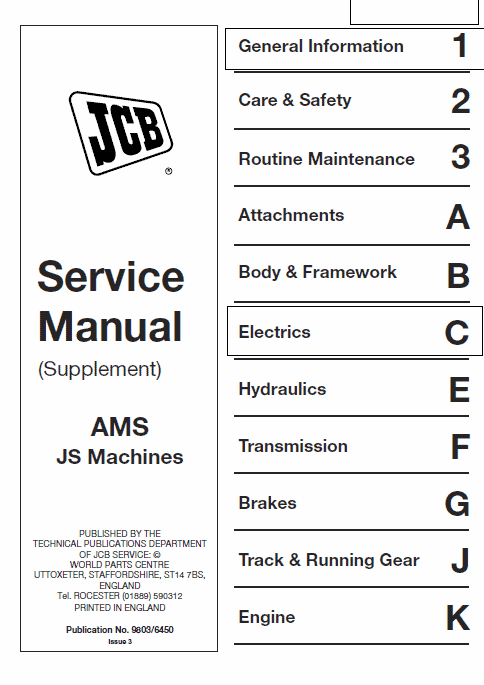JCB JS130W, JS150W Wheeled Excavator Service Manual (1993 – 1997) Workshop Guide