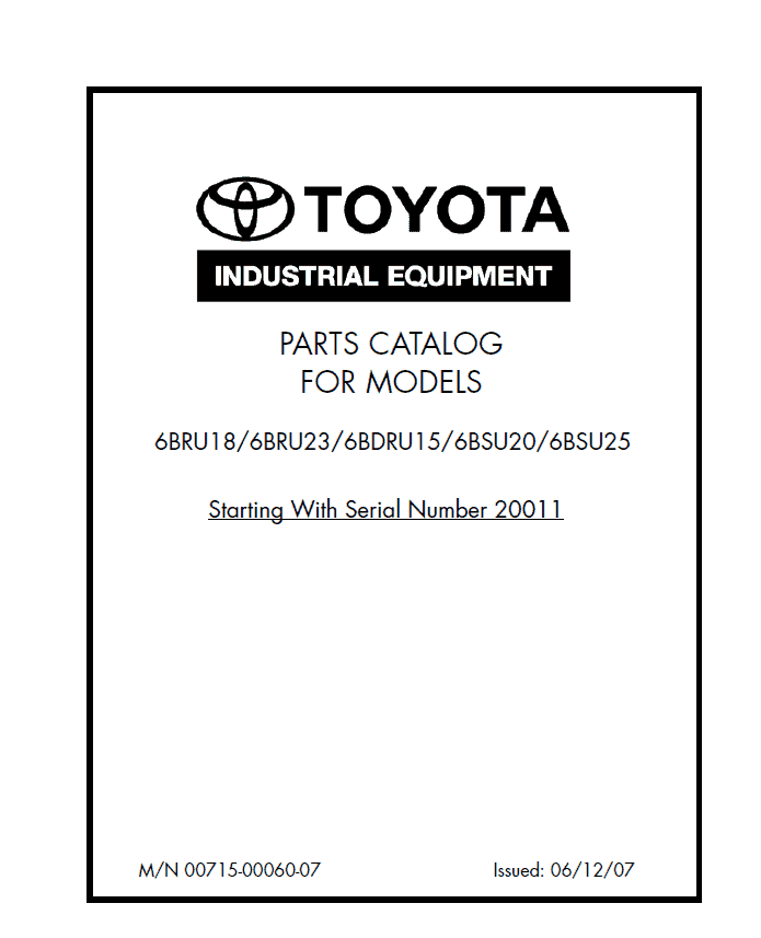 Toyota 6BRU18, 6BRU23, 6BDRU15, 6BSU20, 6BSU25 Electric Reach Repair Manual