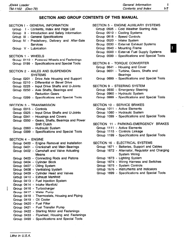 John Deere 444 Loader Repair Technical Manual (TM1162 and TM3202) Workshop Guide