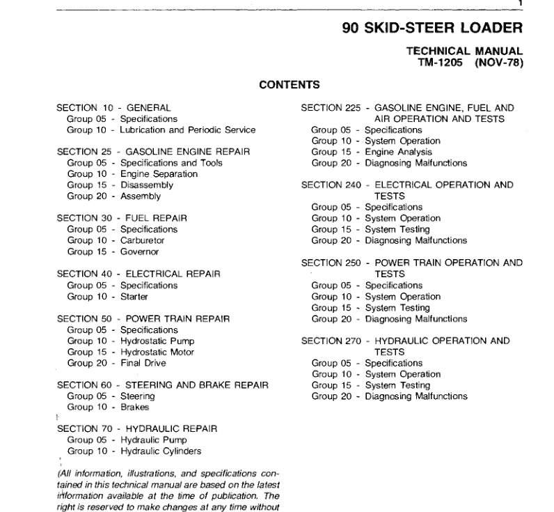 John Deere 90 Skid-Steer Loader Repair Technical Manual (TM1205) Workshop Guide