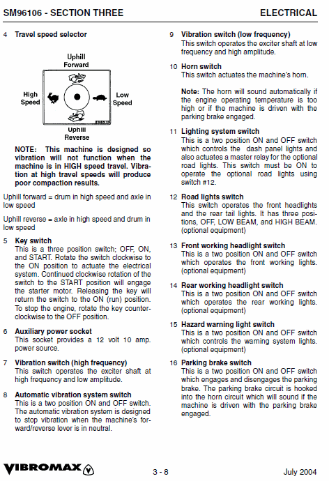 JCB Vibromax VM106 Single Drum Roller Service Manual Workshop Guide