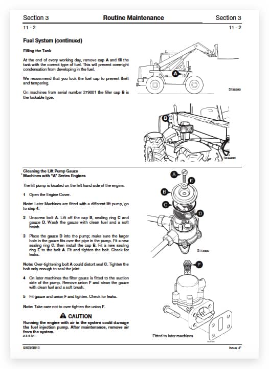 JCB 520-55, 526-55 RS and AWS Loadall Service Manual Workshop Guide