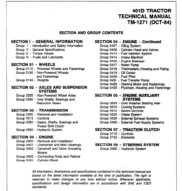 John Deere 401D Tractor Repair Technical Manual (TM1271) Workshop Guide
